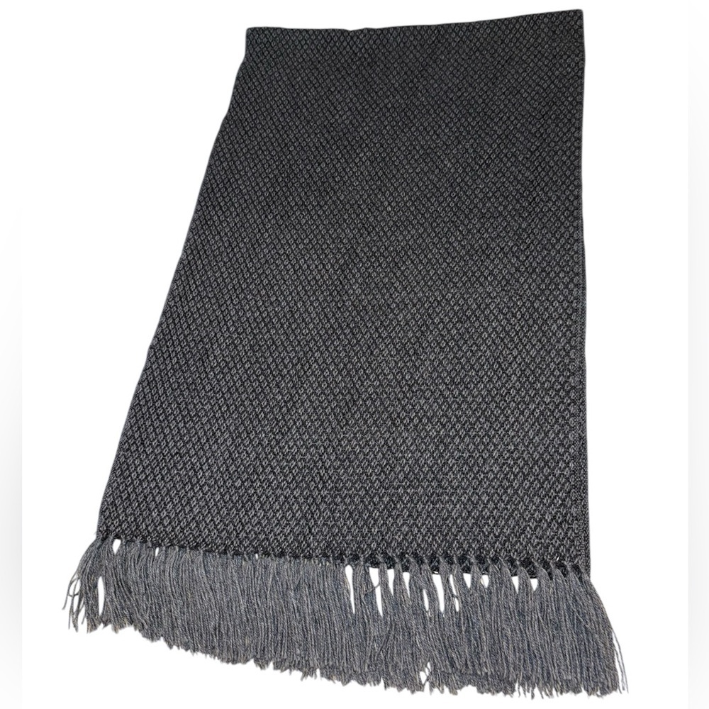 Gray Black Fringe Scarf